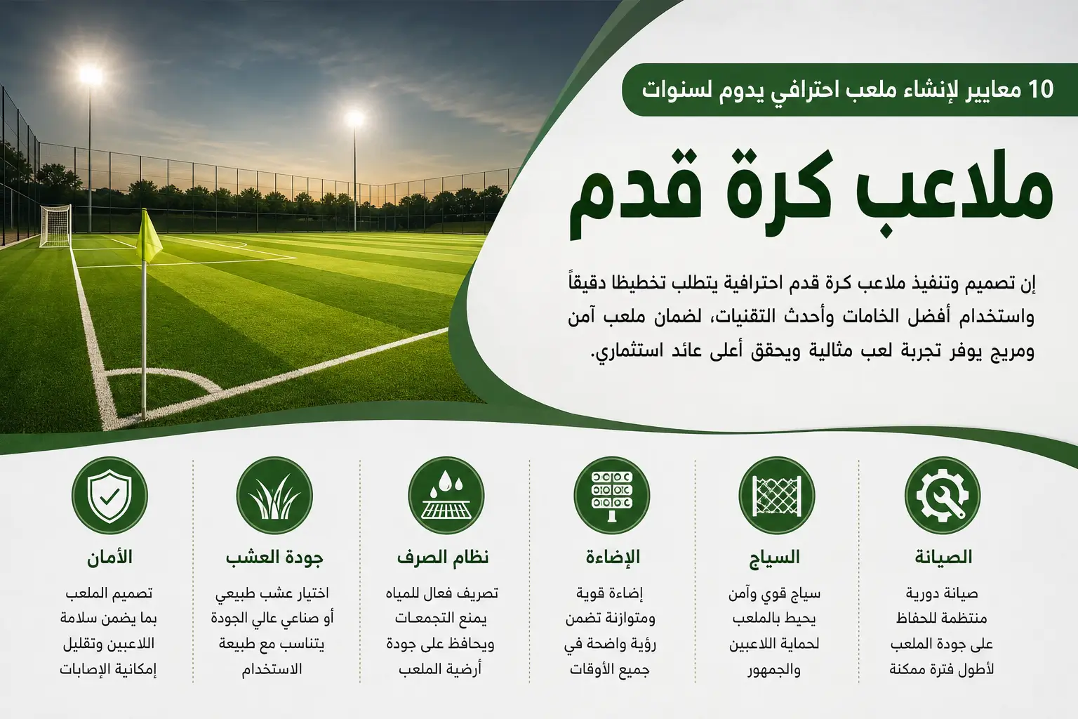 ملاعب كرة قدم | 10 معايير لاختيار أفضل ملعب احترافي