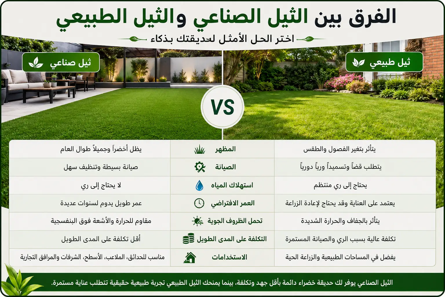 ثيل صناعي: 9 مزايا تجعله الخيار الأفضل للحدائق