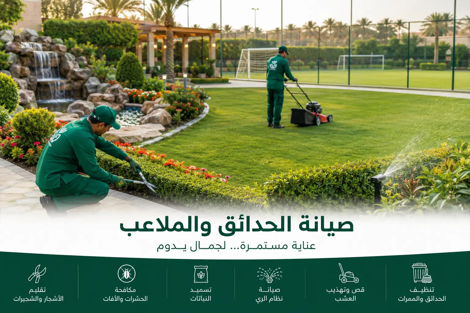 صيانة الحدائق والملاعب | 9 خدمات تحافظ على جمالها